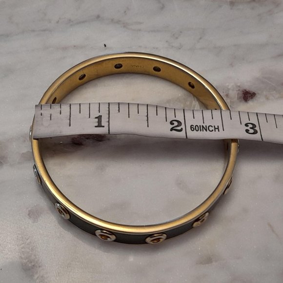 Black and Gold Tone Coach Bangle Bracelet - Picture 9 of 11